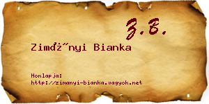 Zimányi Bianka névjegykártya